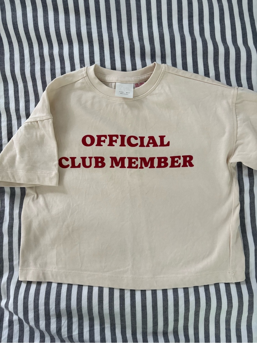 Zara Kids Cream 'Official Club Member' Tee with Red Print